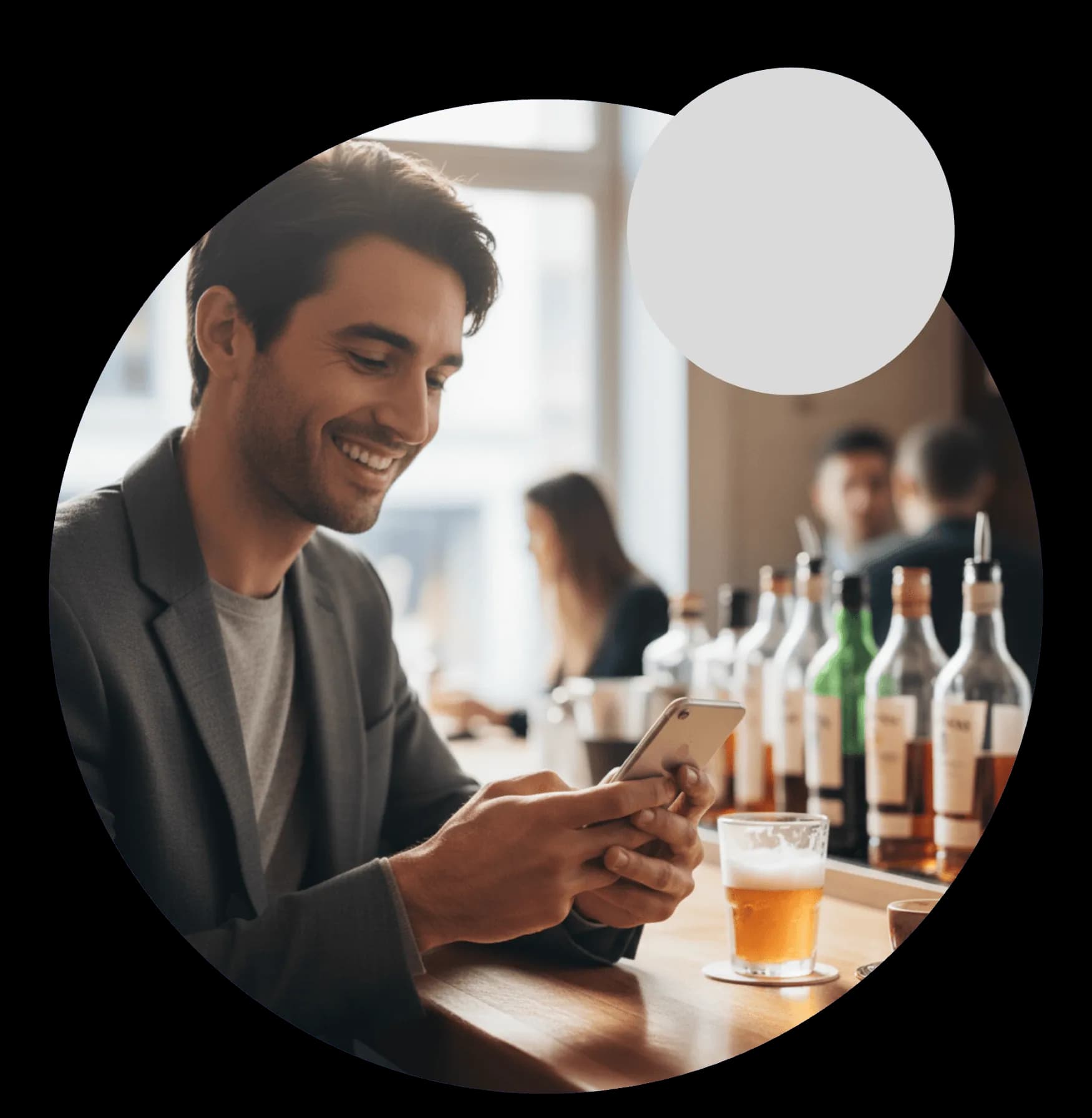 A modern and lively bar with patrons enjoying their time.