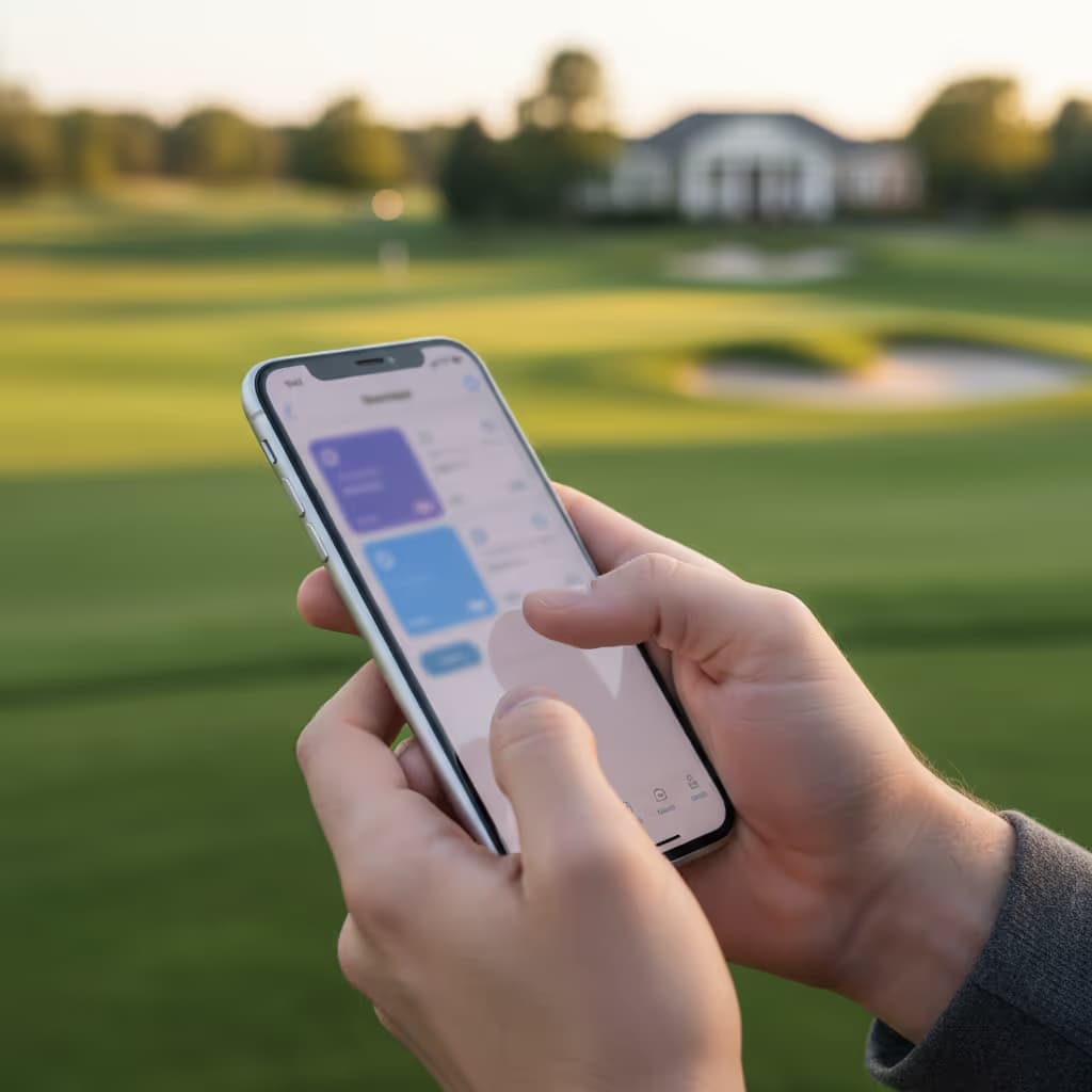 Guest using the WiFi journey on their phone beside the golf course