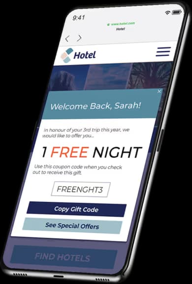 Hotel guest WiFi gift code voucher on smartphone screen