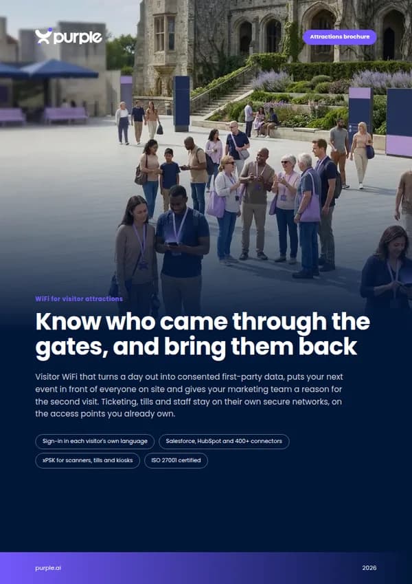 Cover of the Purple Attractions WiFi brochure